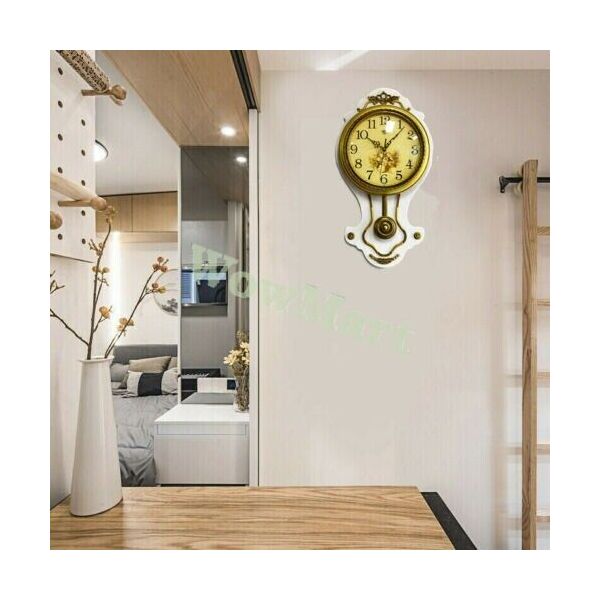 New Luxurious Euro Retro Style Wooden 12&quot; Silent Clock &amp; Pendulum Wall Mount