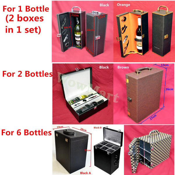 New PU Leather Insulated Bottle Wine Storage Container Gift Box Carry Case